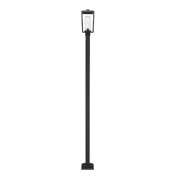 Sheridan 1 Light Outdoor Post Mounted Fixture, Black And Seedy